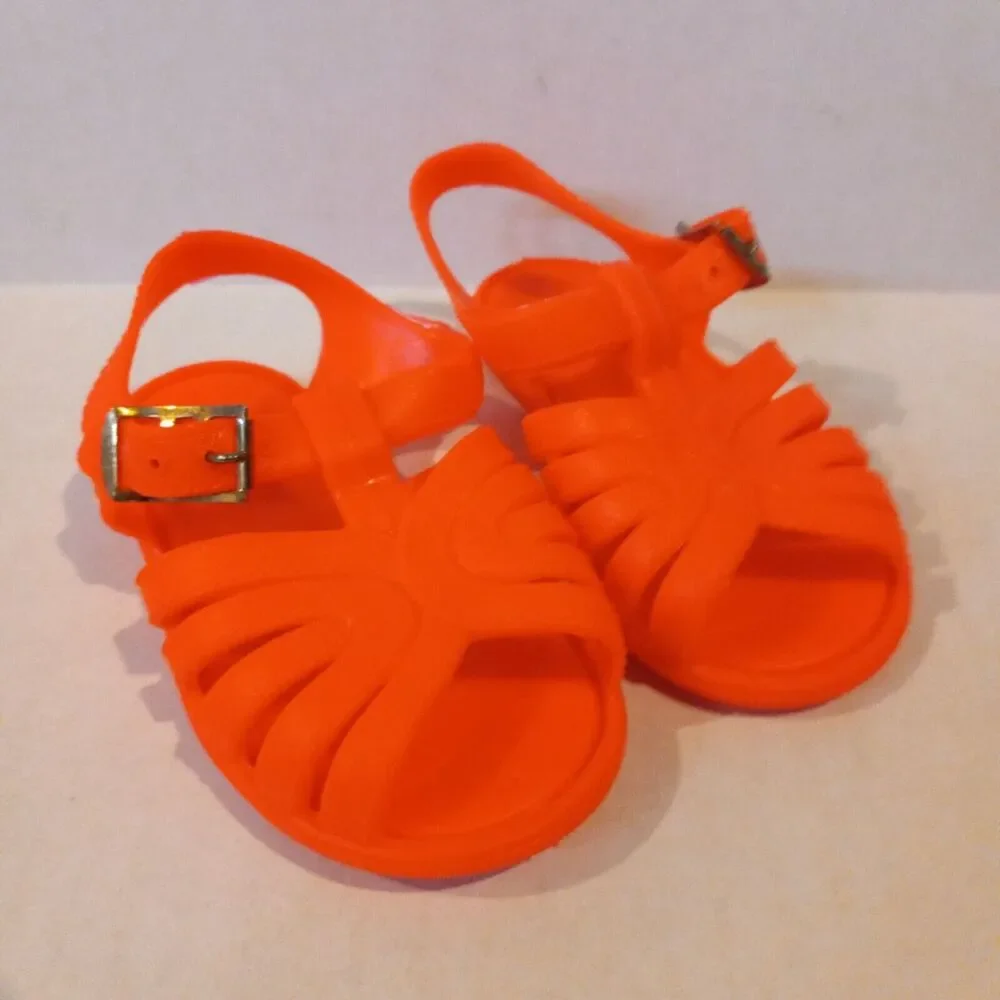 Infant Girls Jelly Sandals-Lot Of 2-Size 2-Clear-Orange-Glitter-Neon-Summer-Fun